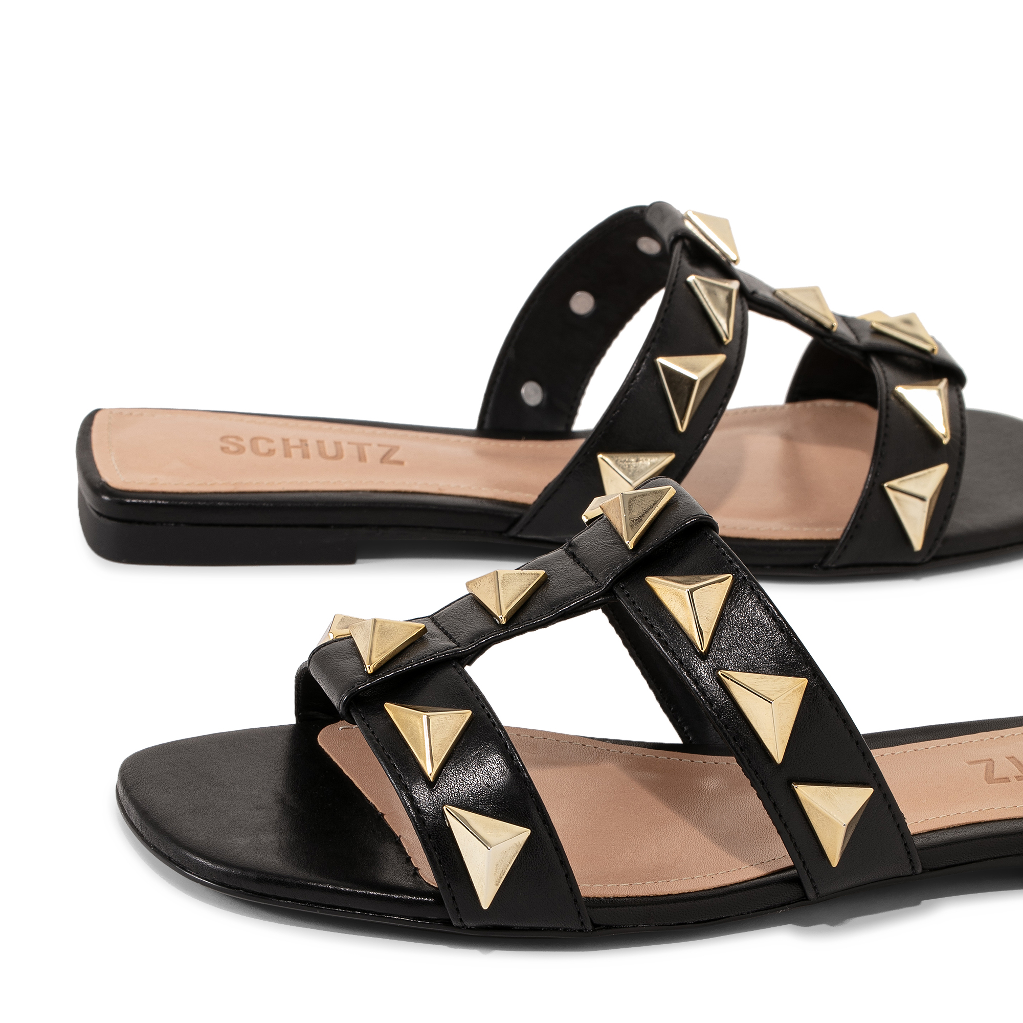 

Flat studded sandals, Black