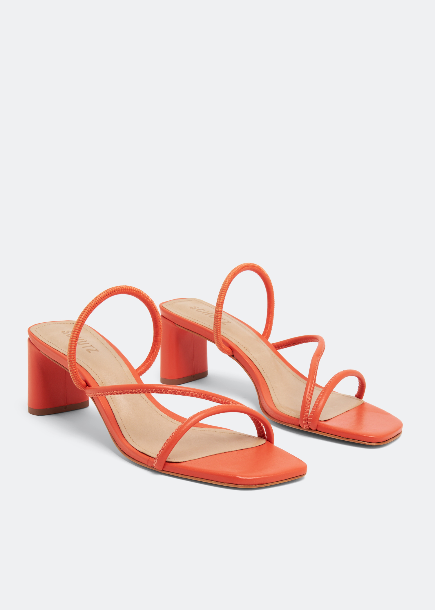 Schutz Chessie mid sandals for Women - Orange in UAE | Level Shoes