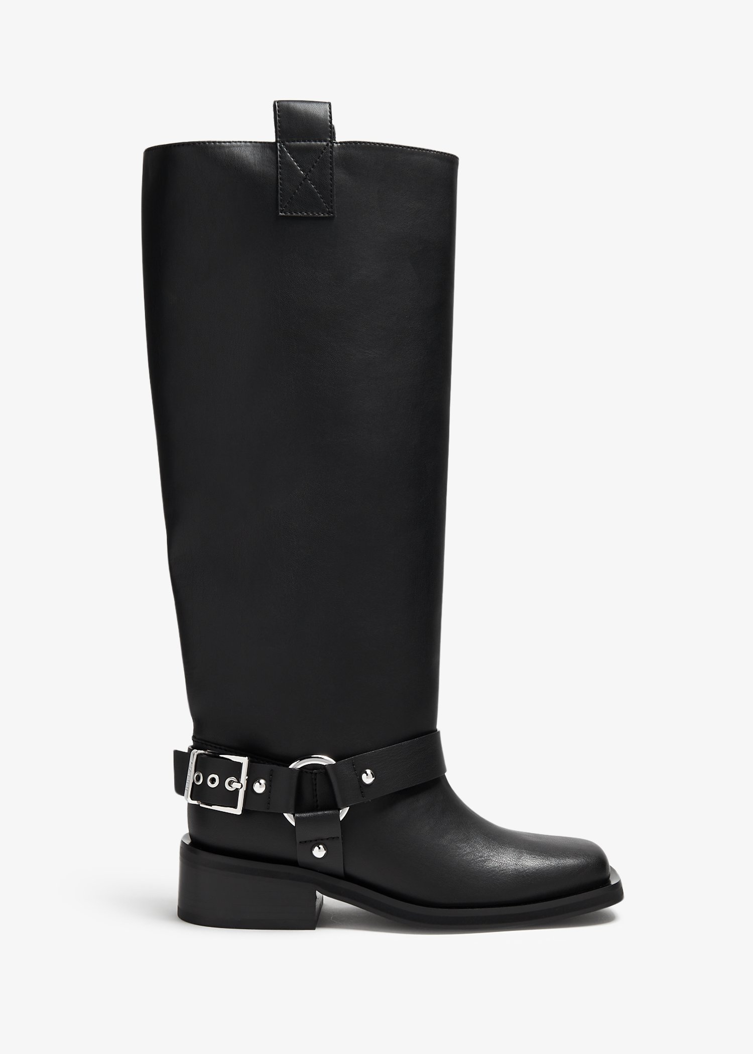 

Biker under-knee boots, Black