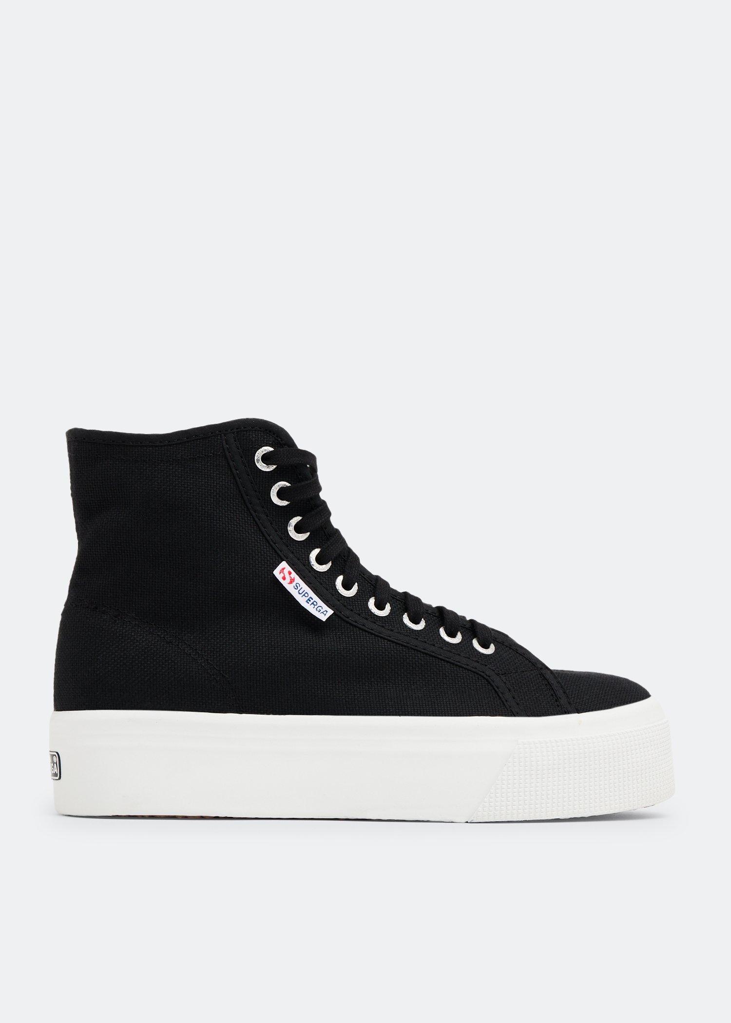 Superga black hot sale high tops