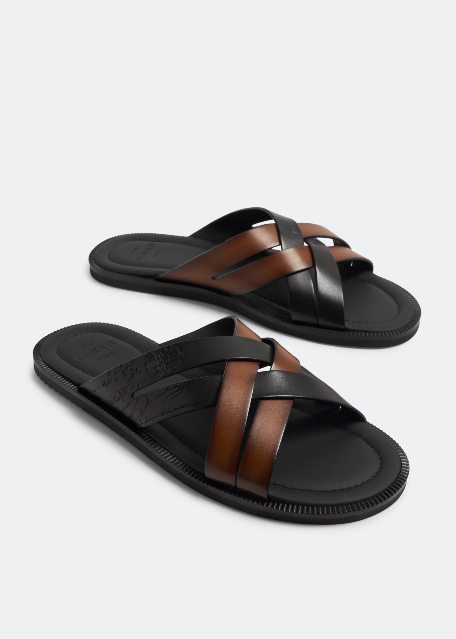 Berluti Sifnos Scritto sandals for Men - Black in UAE | Level Shoes