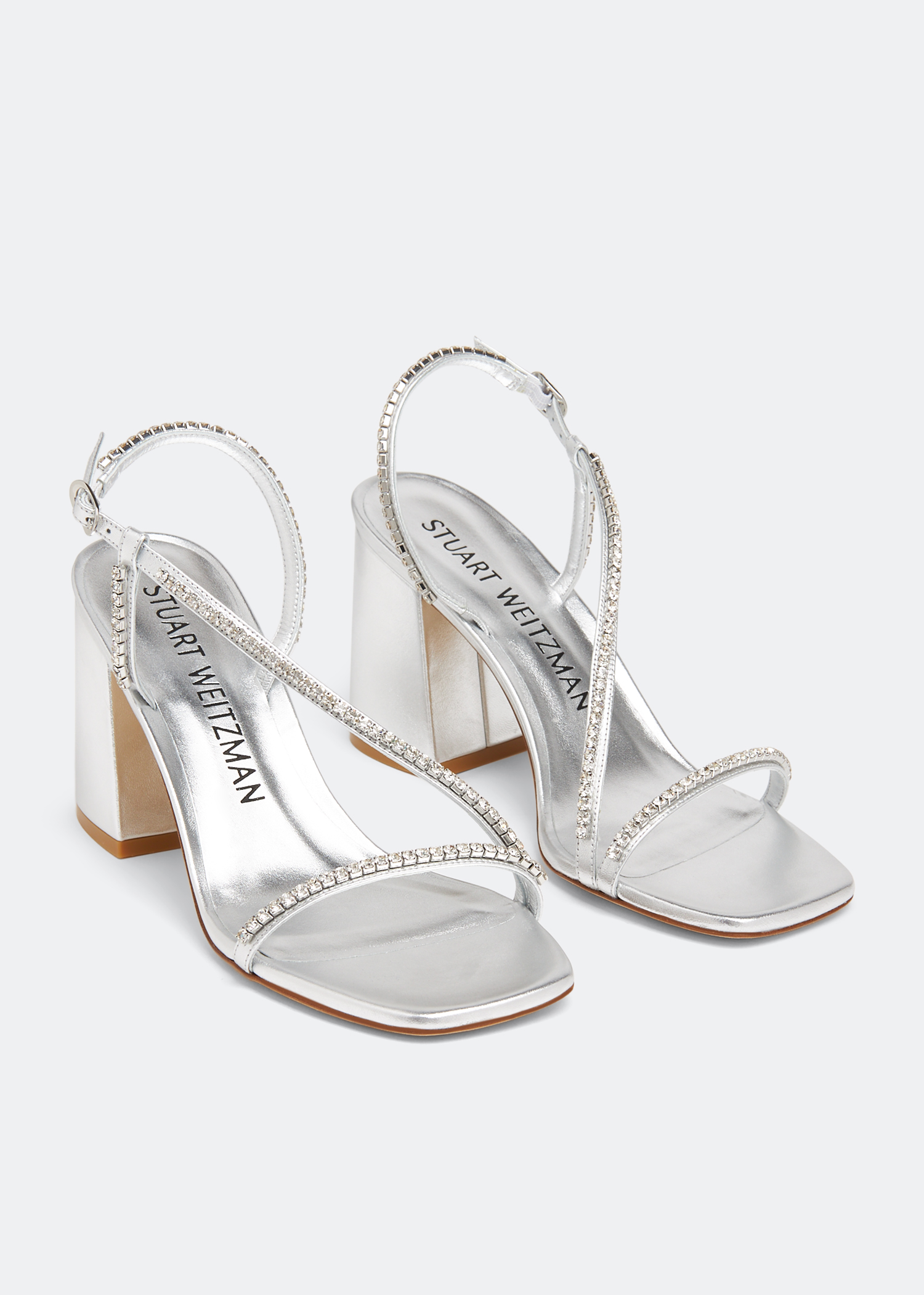 Gioia Metallic Silver Studded heel Sandal - PRINZZESA BOUTIQUE