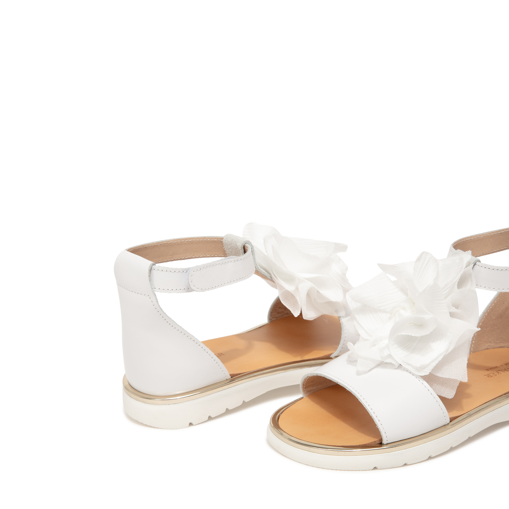 

Floral embellished sandals, White