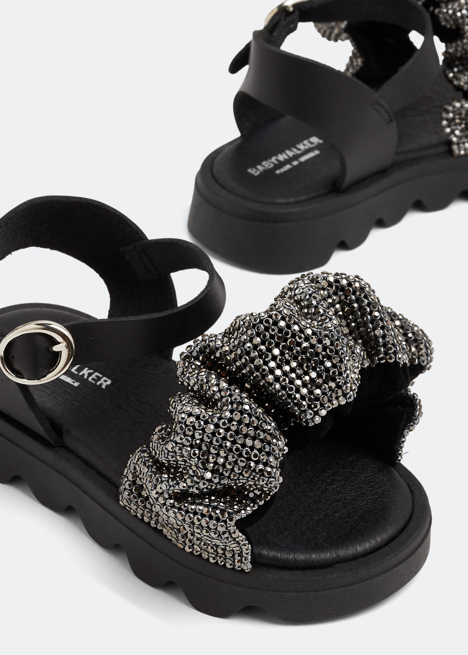 

Wrinkled strass sandals, Black