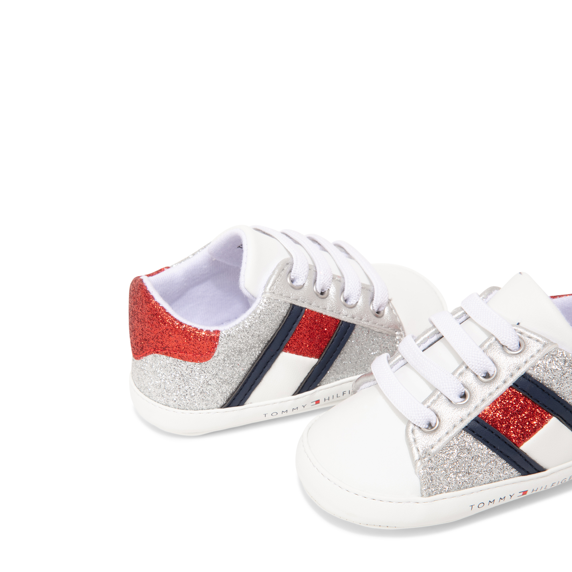 

Lace-up crib shoes, Silver