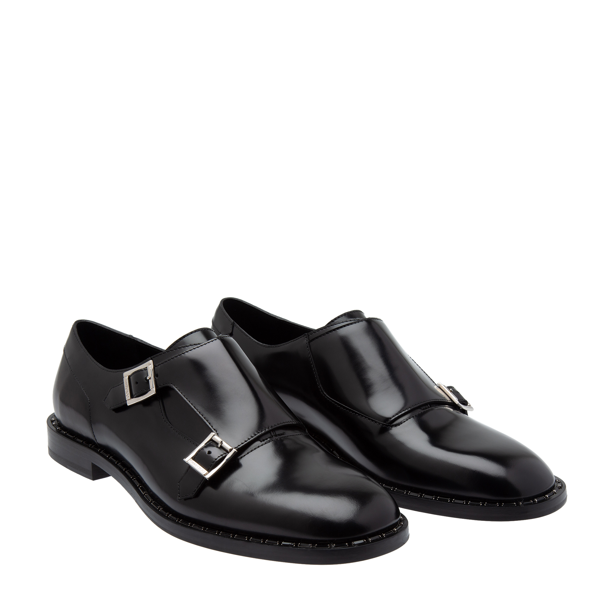 

Leather double strap monk loafers, Black