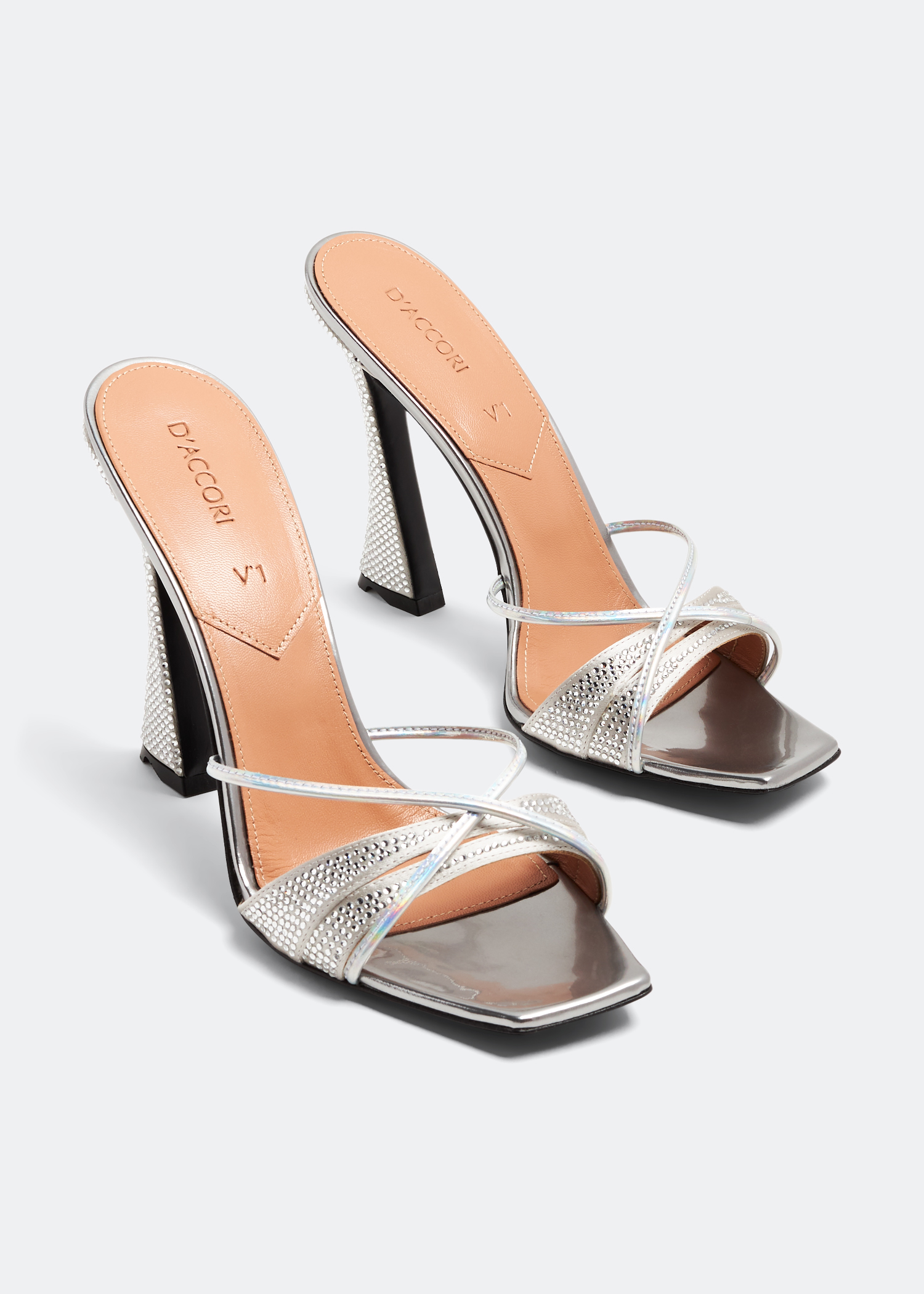 D'Accori Lust mules for Women - Silver in UAE | Level Shoes