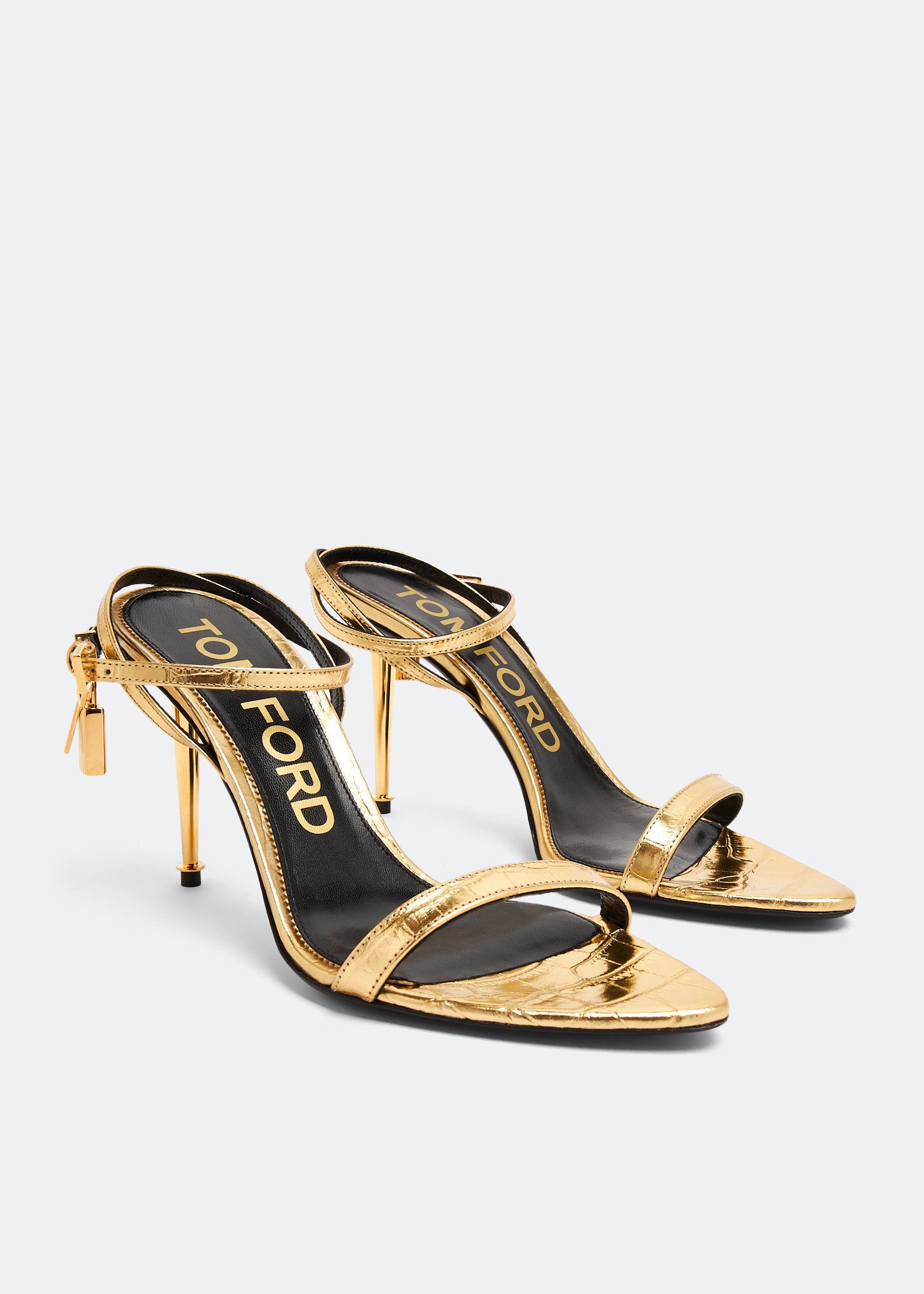 Tom Ford Padlock naked sandals for Women Gold in UAE Level Shoes