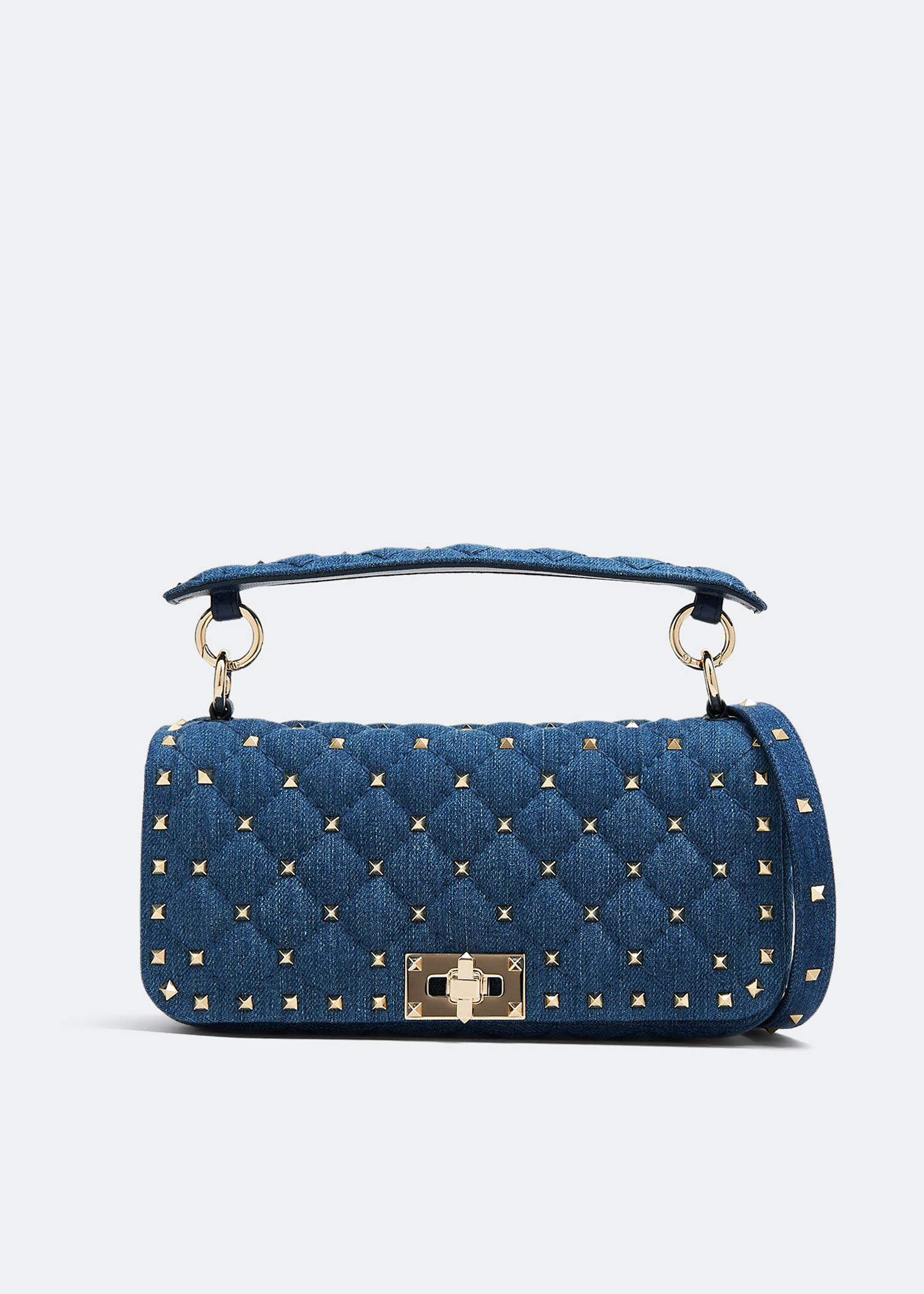 Rockstud spike velvet handbag Valentino Garavani Blue in Velvet