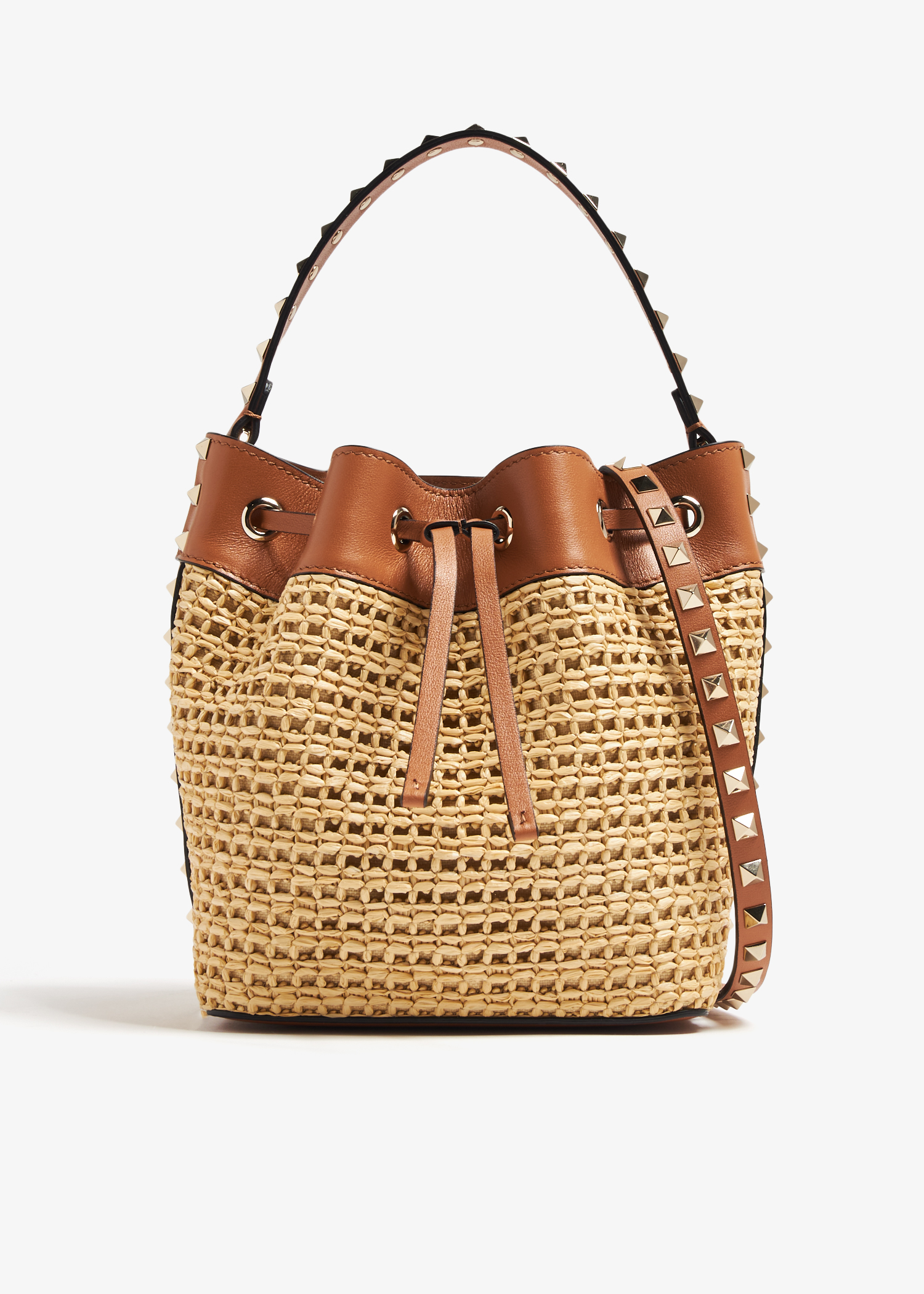 

Rockstud mini bucket bag, Brown