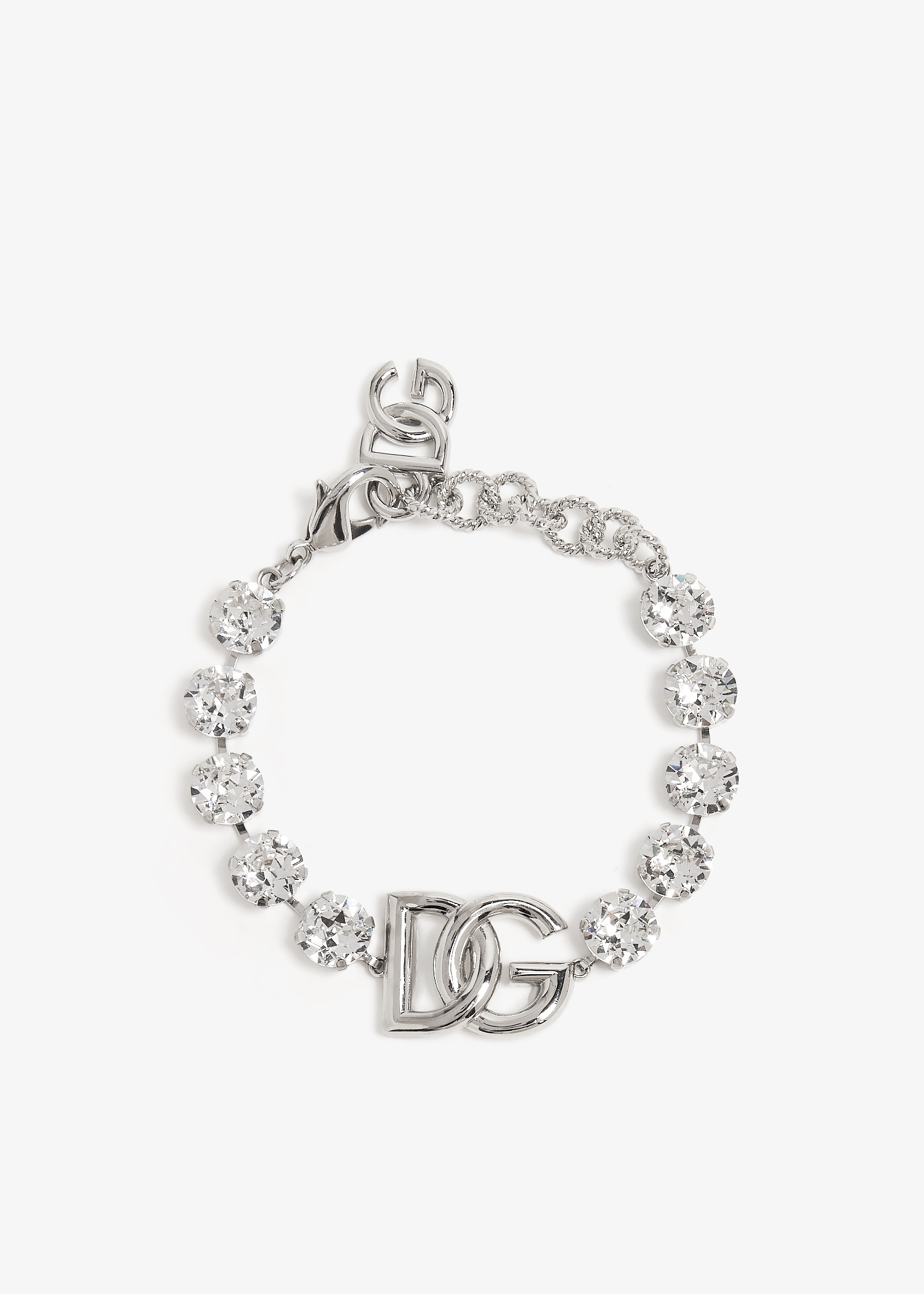 

KIM DG logo rhinestone bracelet, Silver