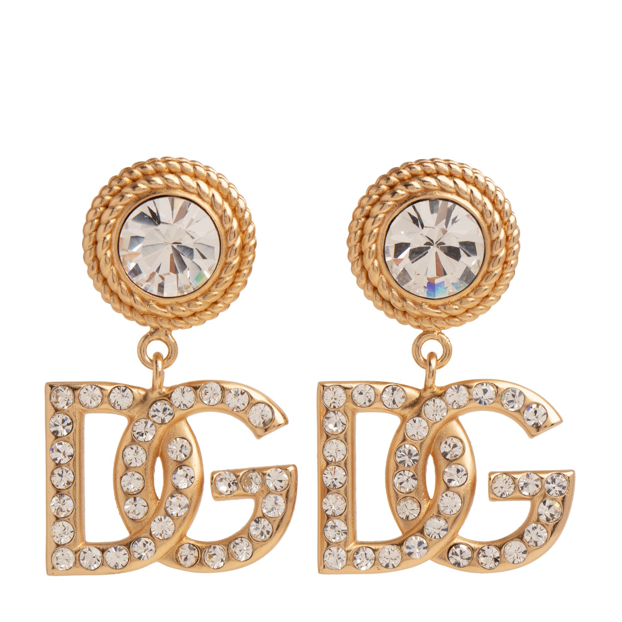 

Embellished DG logo earrings, Gold