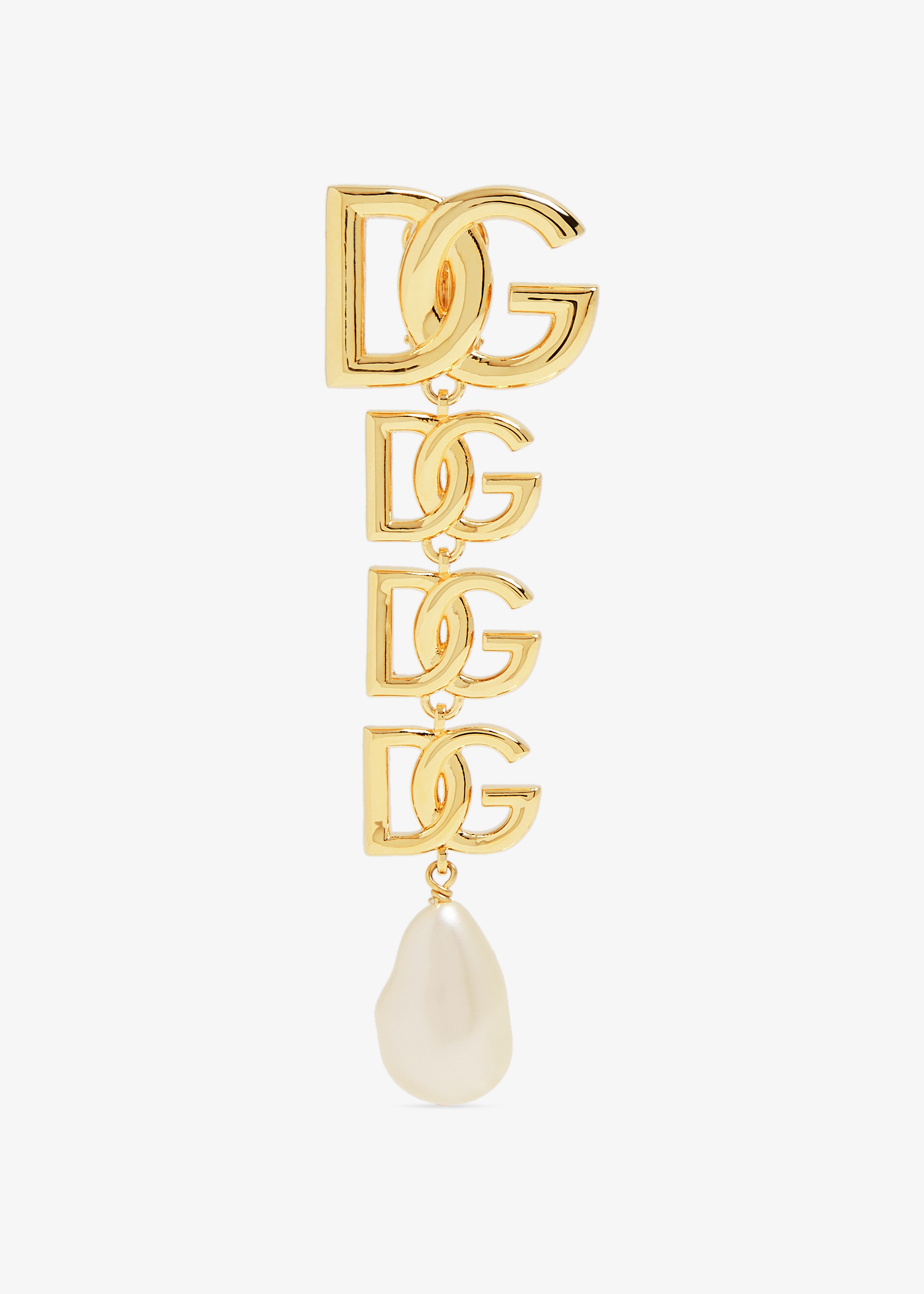 

DG logo pearl drop earring, Gold