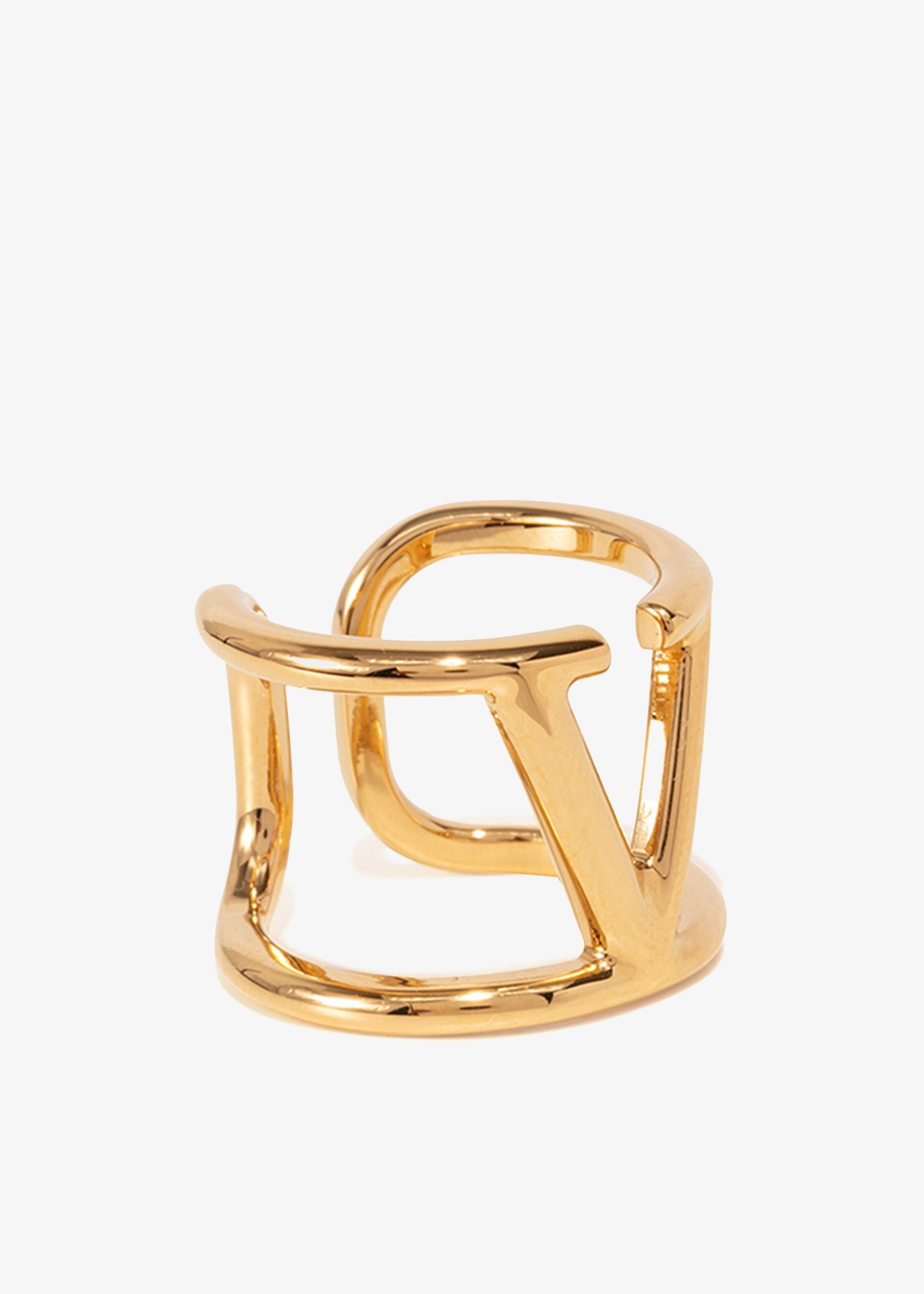 VALENTINO GARAVANI: VLogo Signature ring in brass with pearl and Swarovski®  crystals - Gold