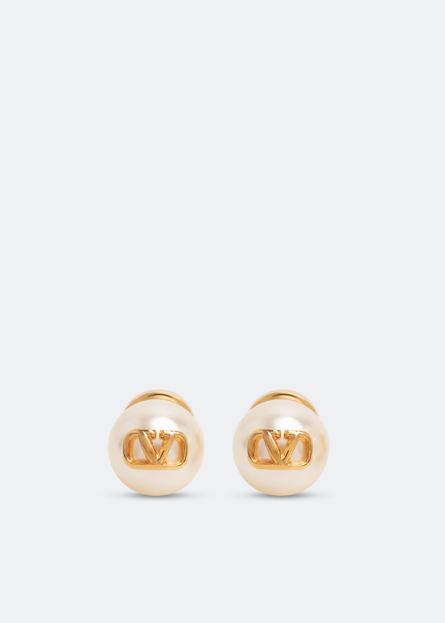 V Logo Signature Faux Pearl Earrings