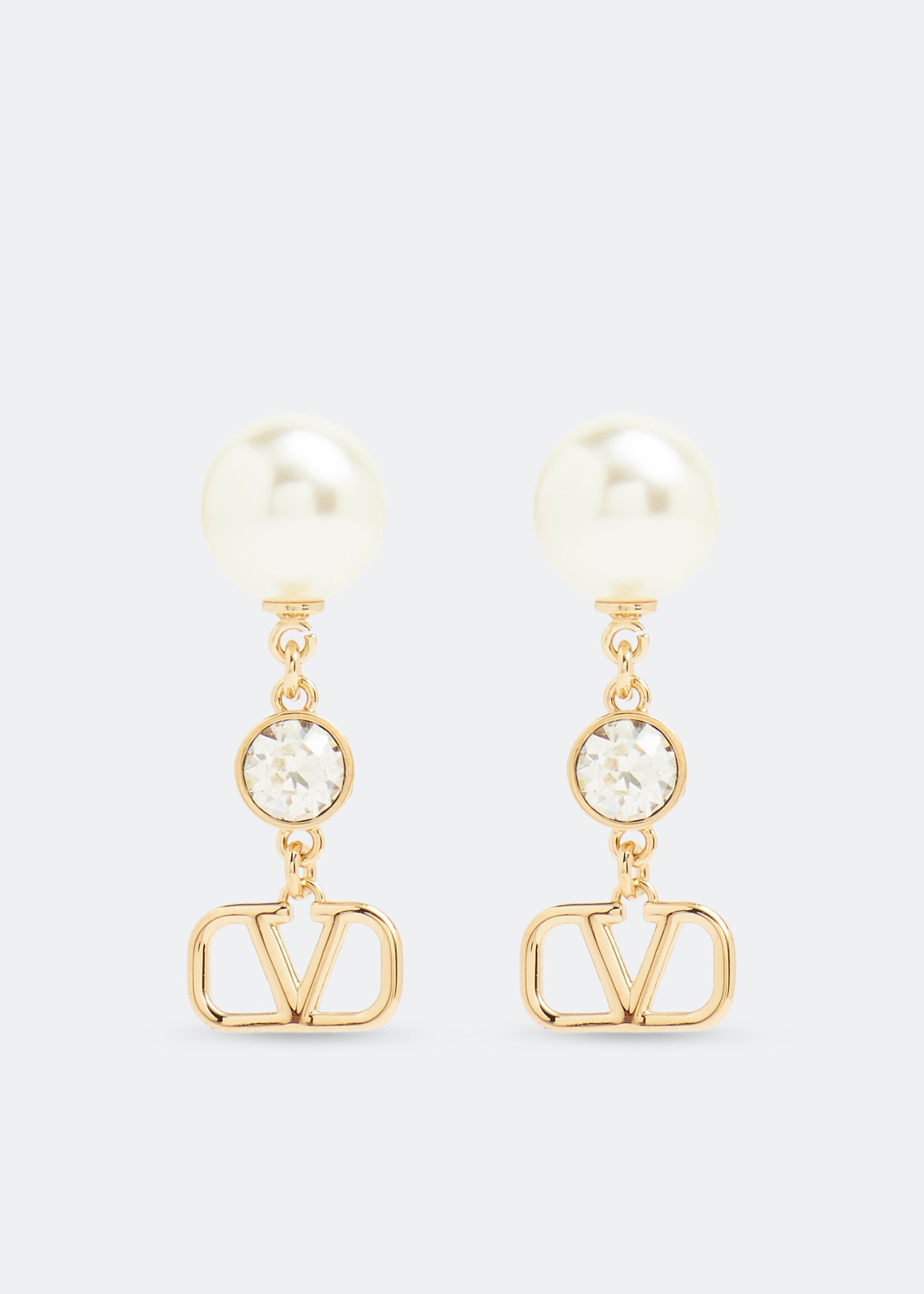 

VLogo Signature metal earrings, Gold