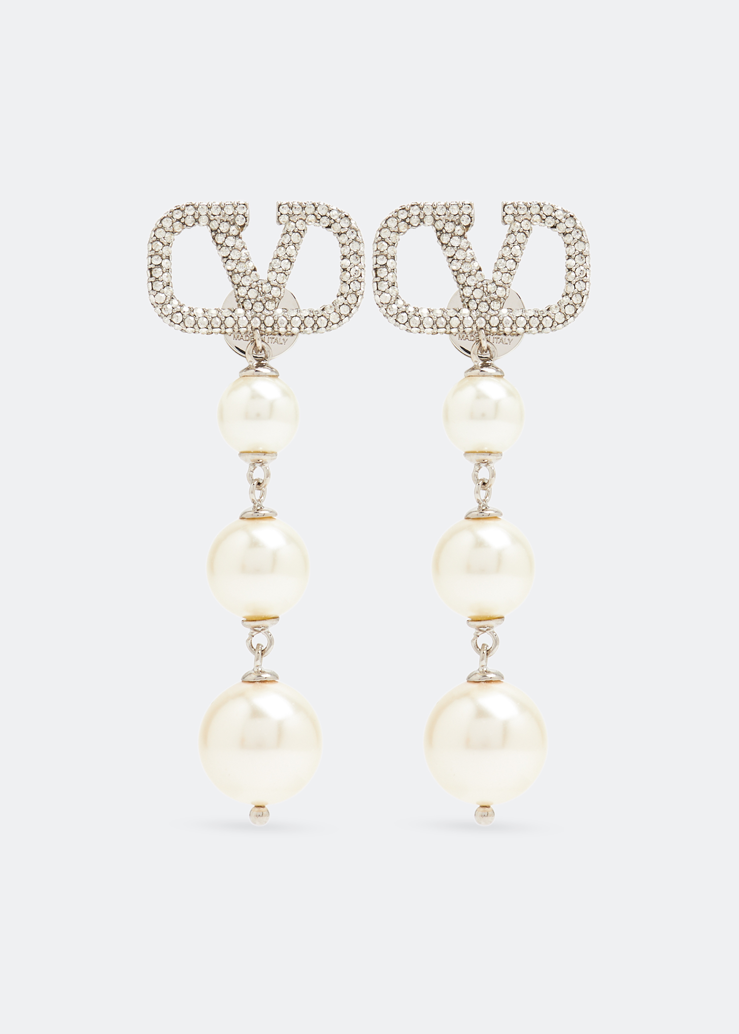 

VLogo Signature pearl earrings, Silver