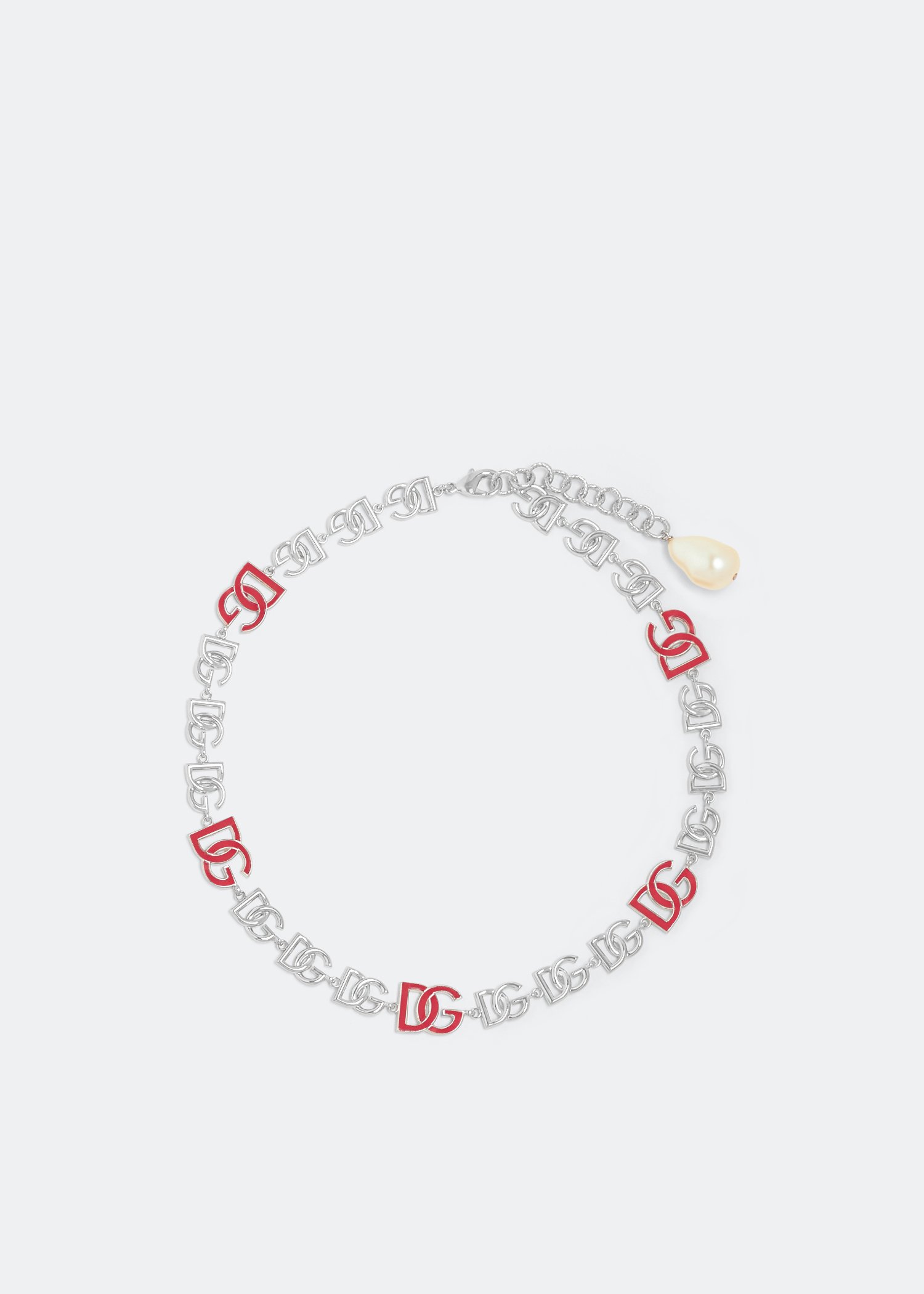 

DG multi-logo short necklace, Silver