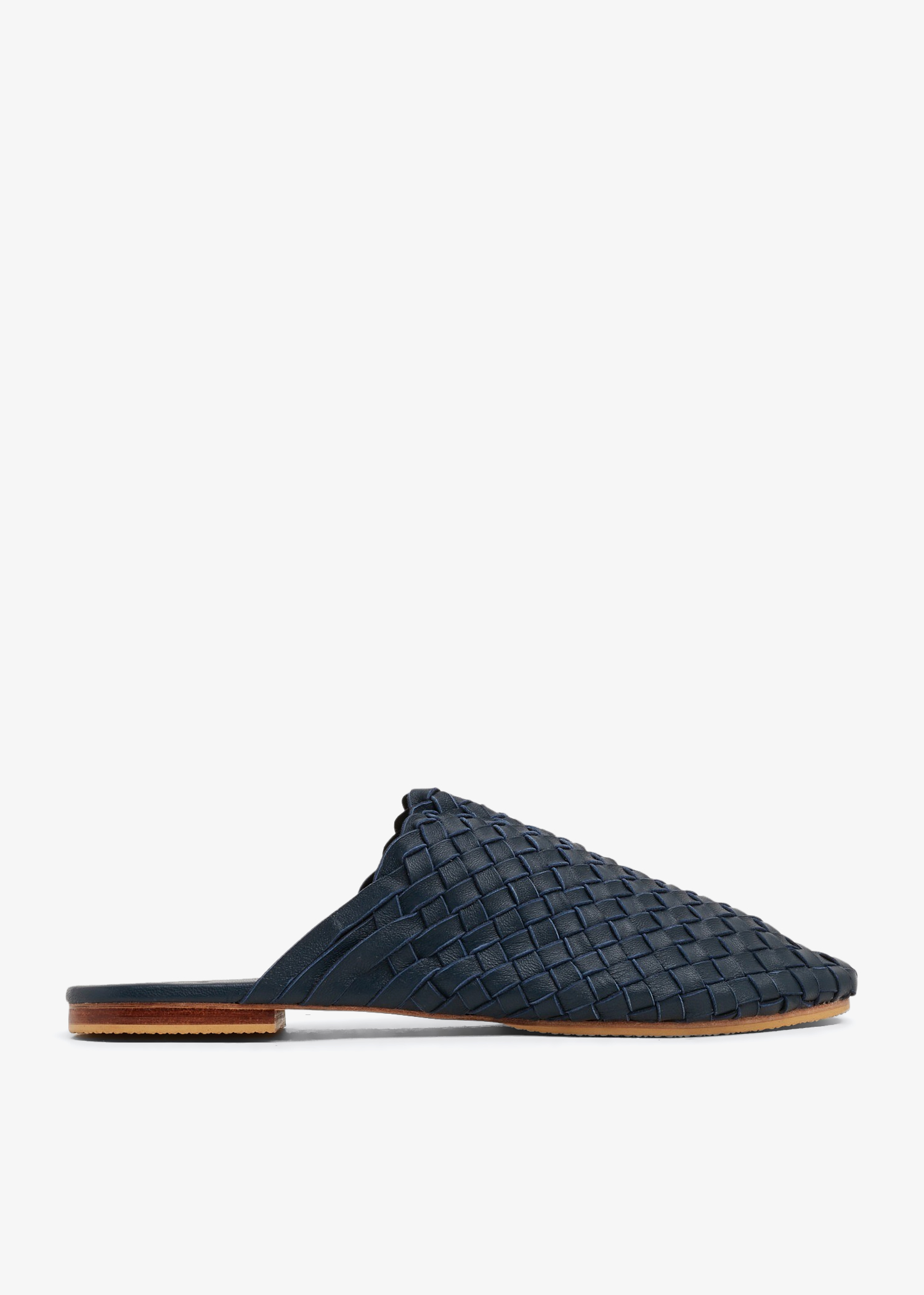 

Handwoven leather slippers, Blue