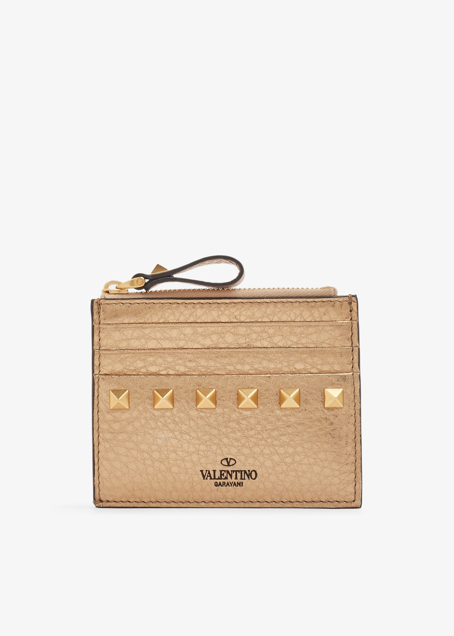 

Rockstud cardholder, Gold