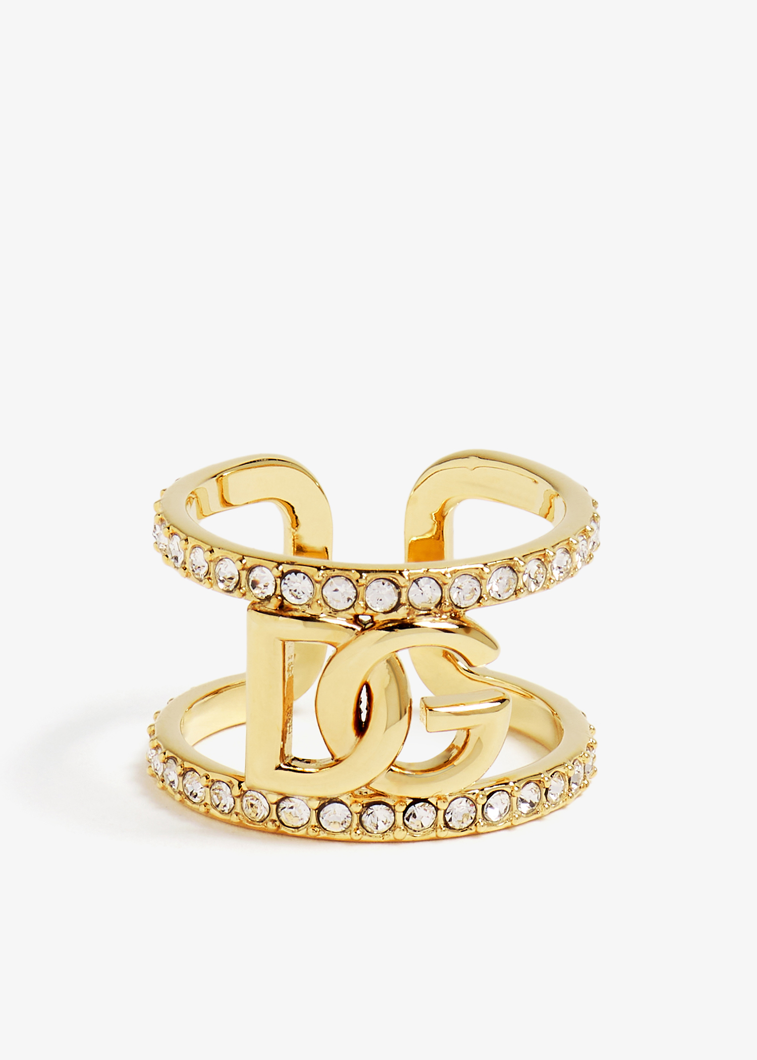 

DG logo rhinestones open ring, Gold