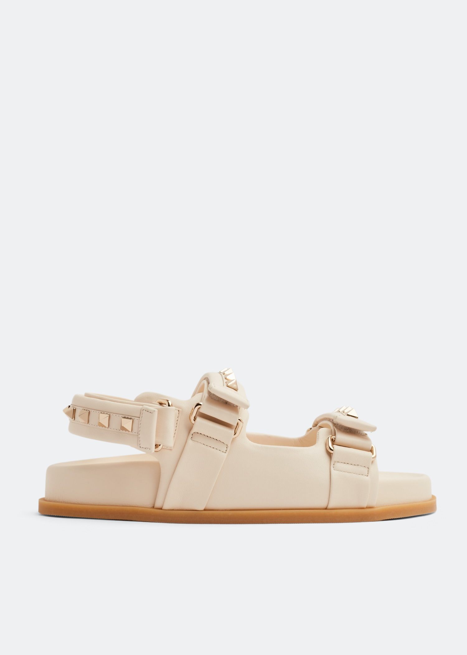 

Rockstud flat sandals, White