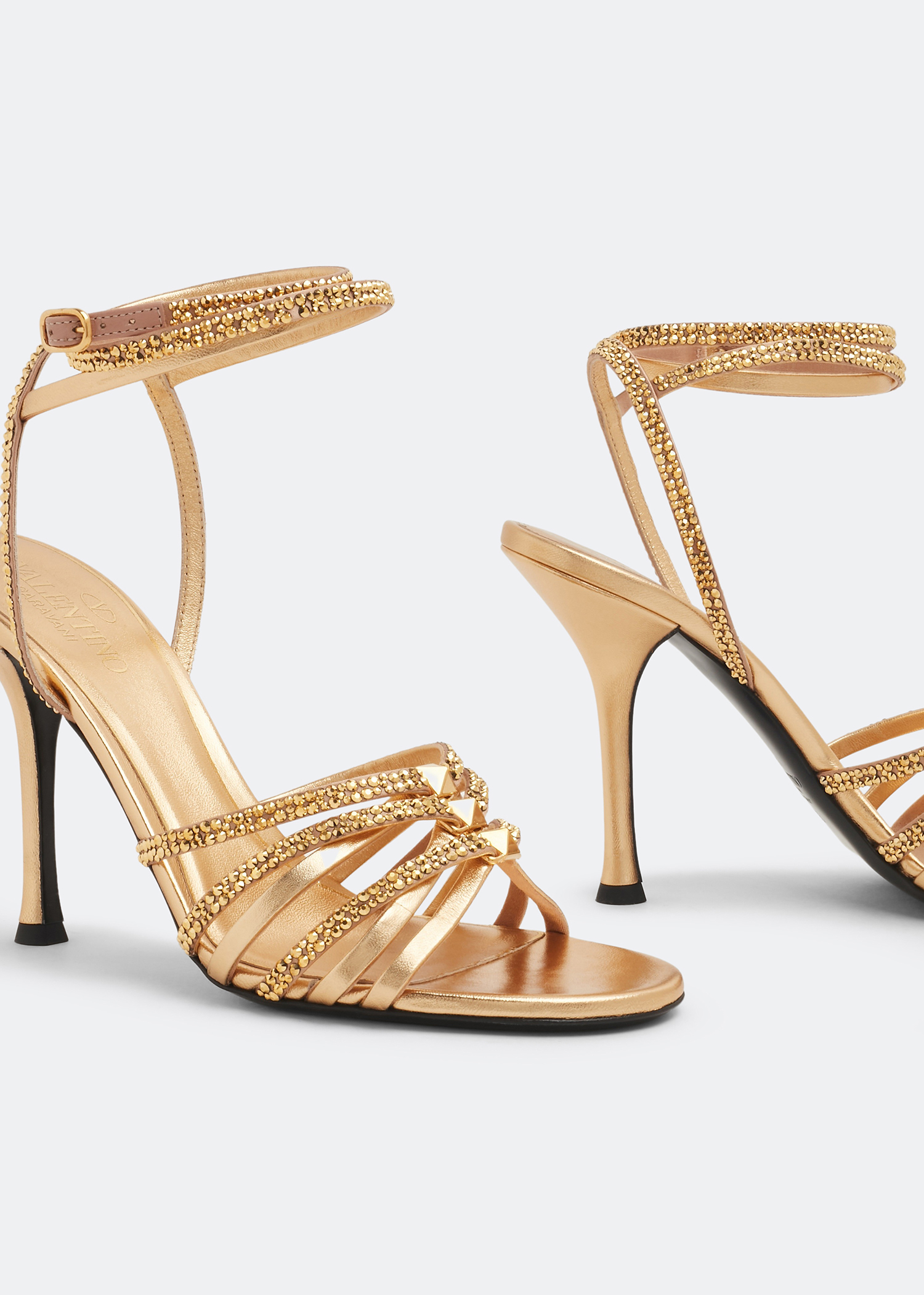 

Rockstud strappy sandals, Gold