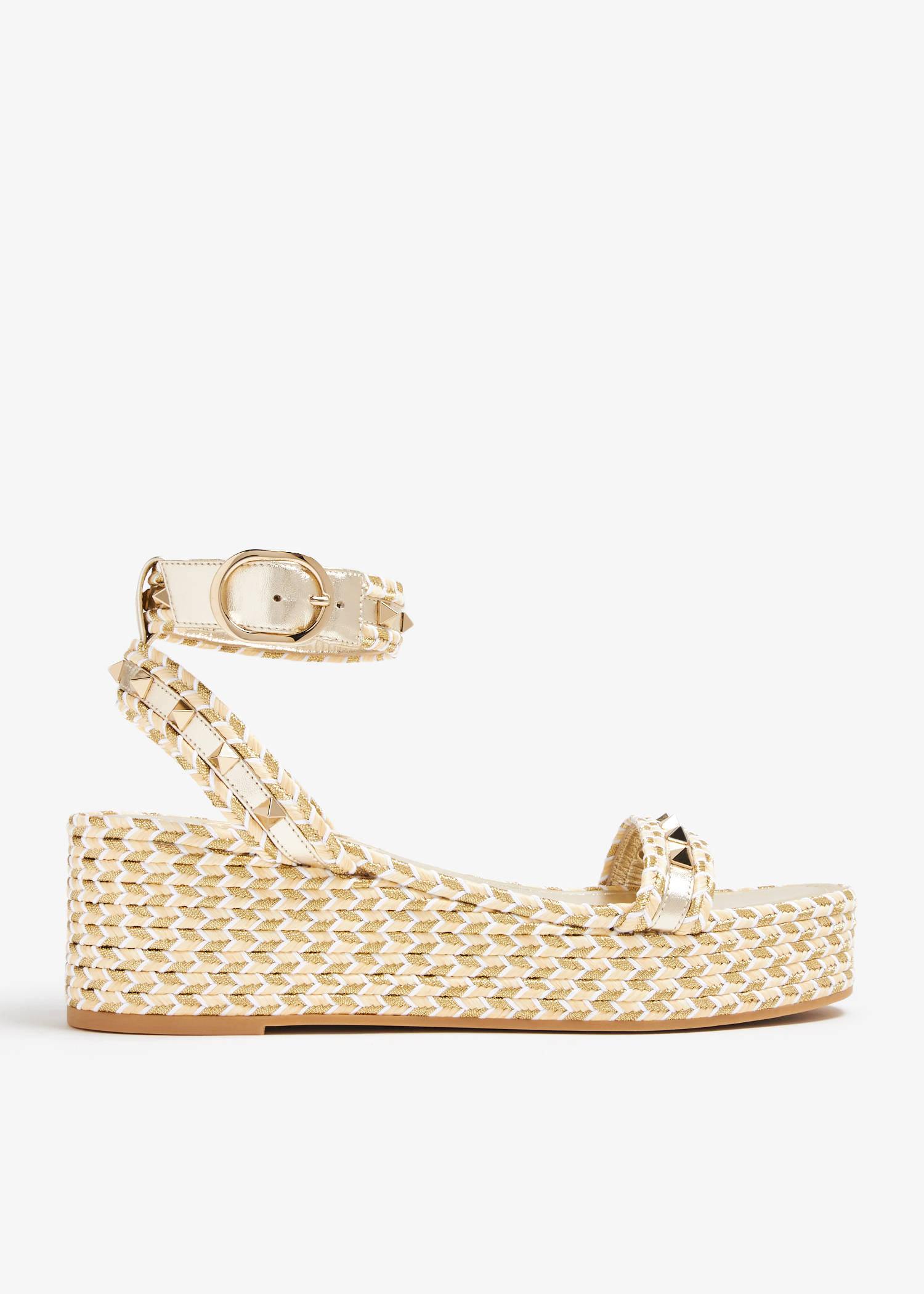 

Rockstud Torchon flatform sandals, Gold