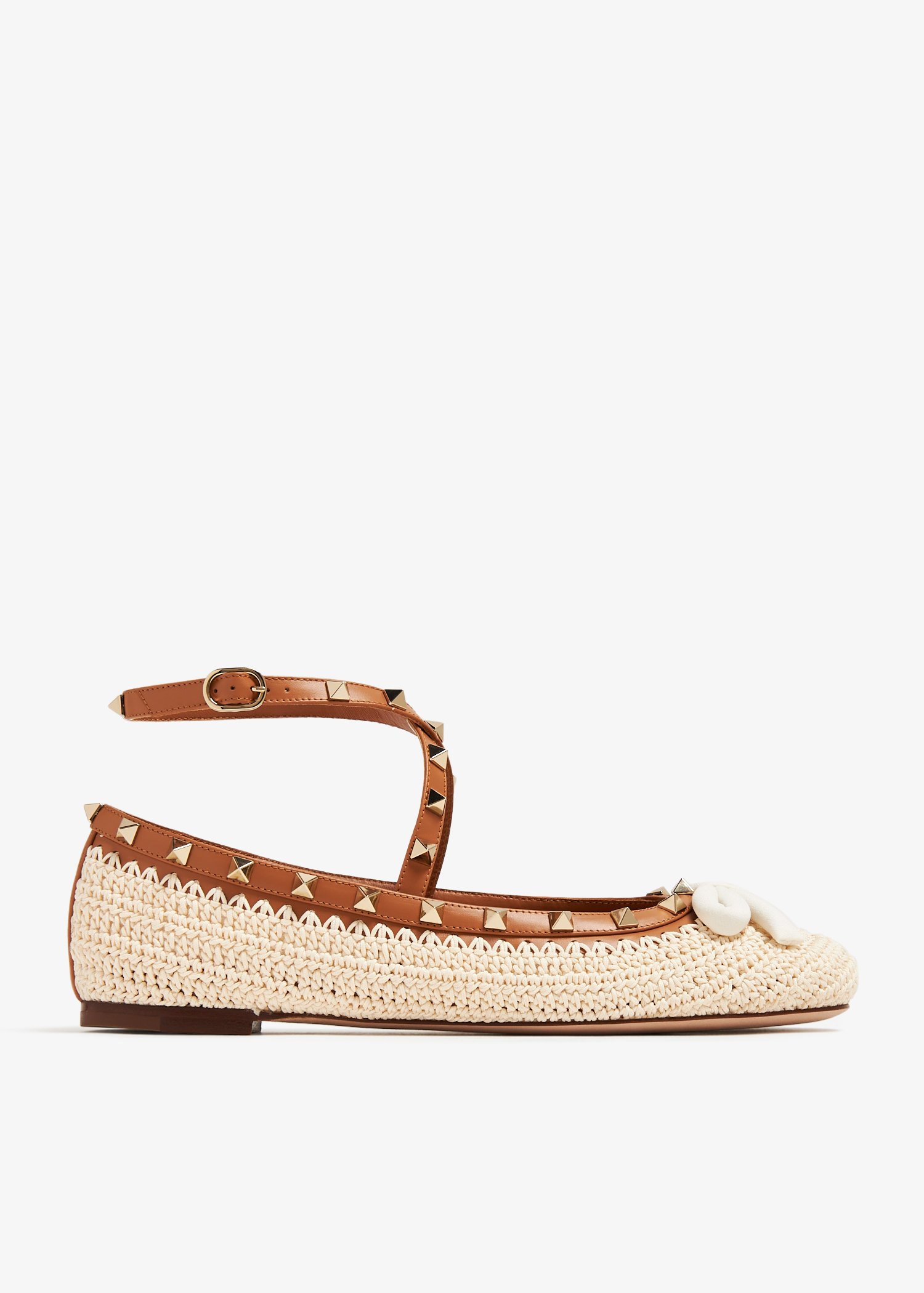 

Rockstud crochet ballerinas, Beige