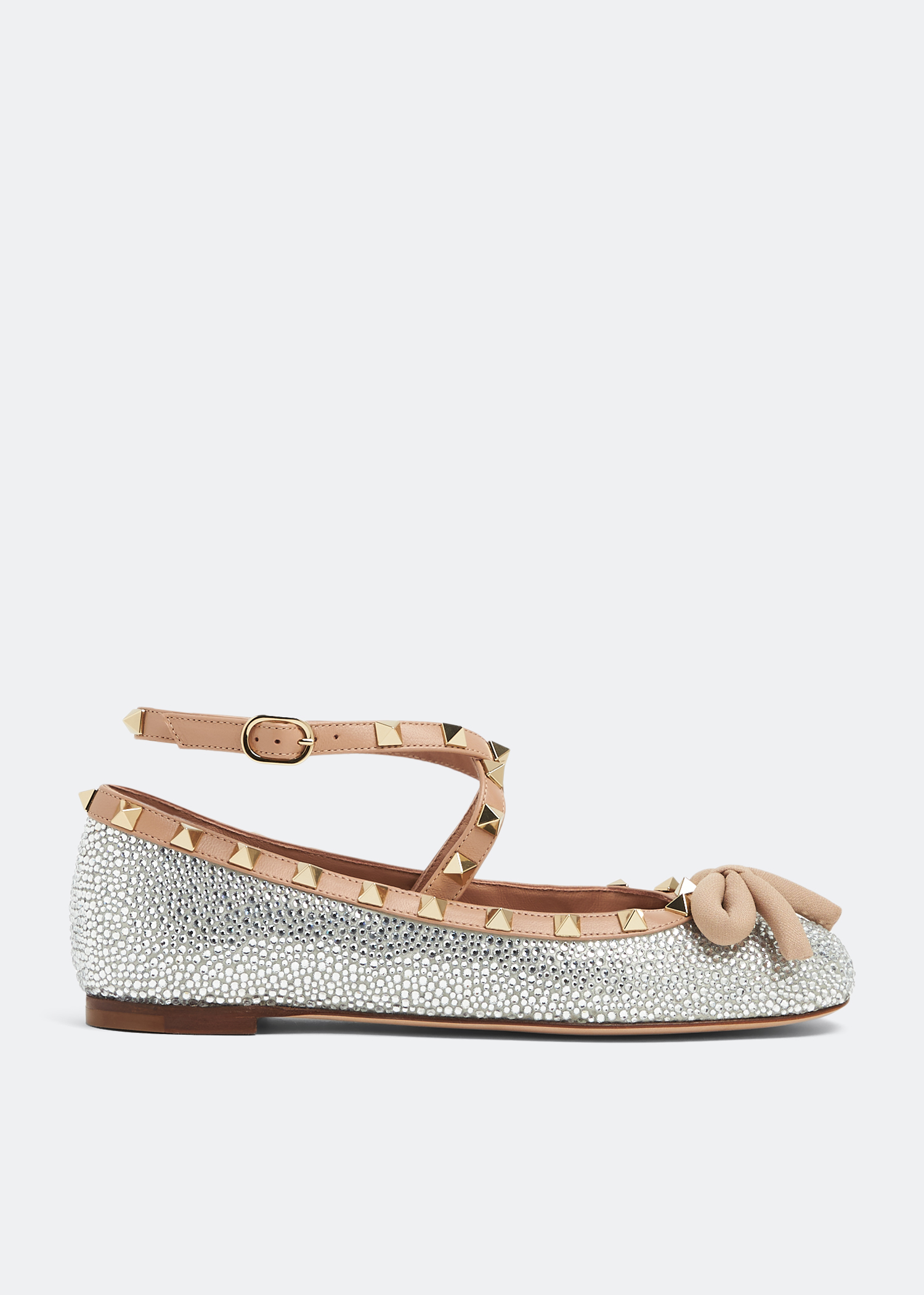 

Rockstud crystal ballerinas, Silver