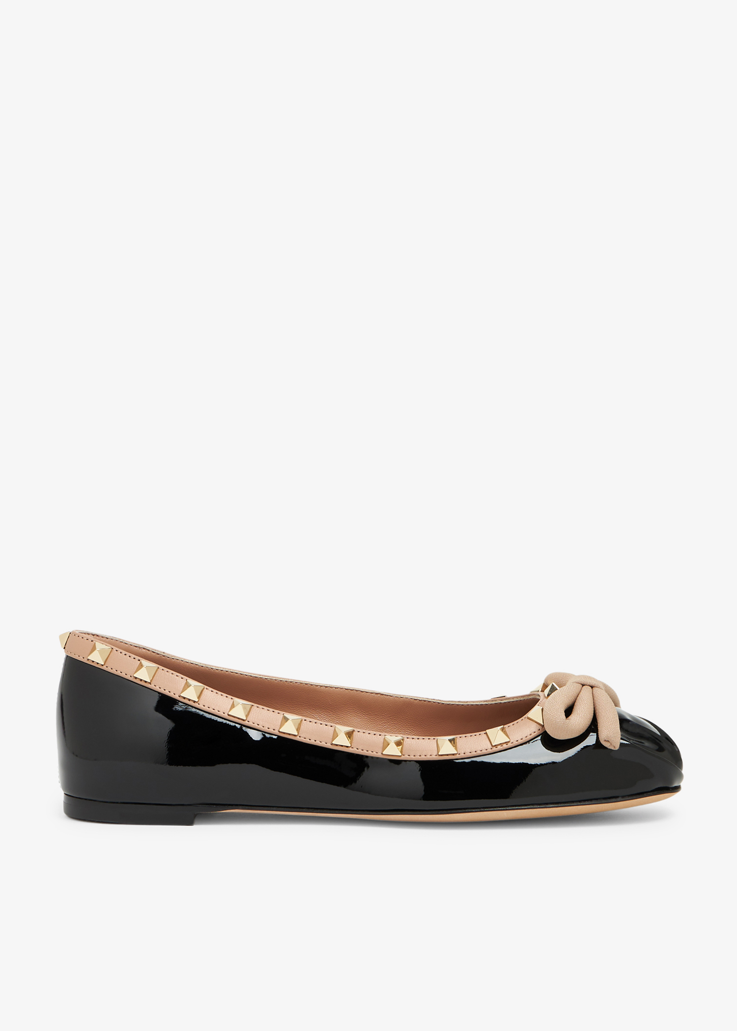 

Rockstud patent leather ballerinas, Black