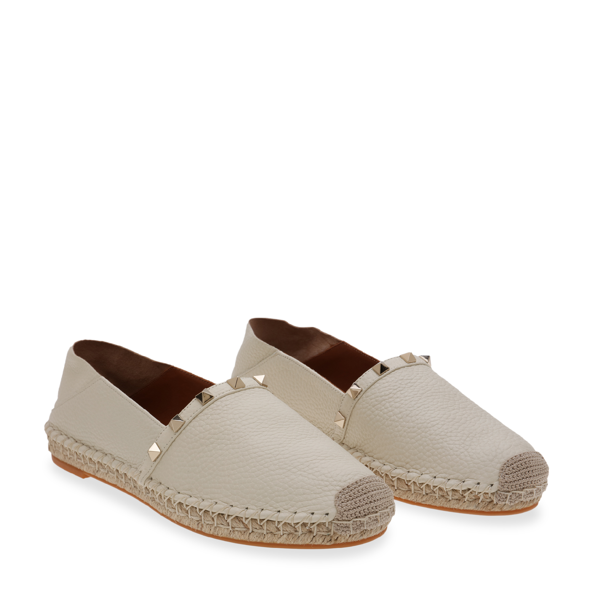 

Rockstud leather espadrilles, Neutral