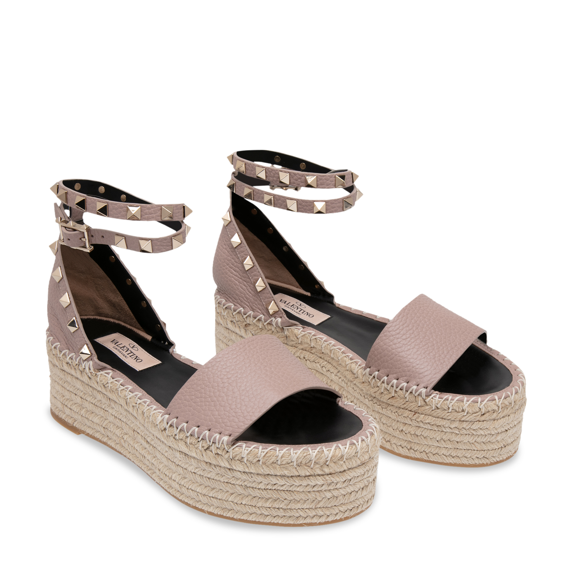 

Rockstud espadrille sandals, Beige