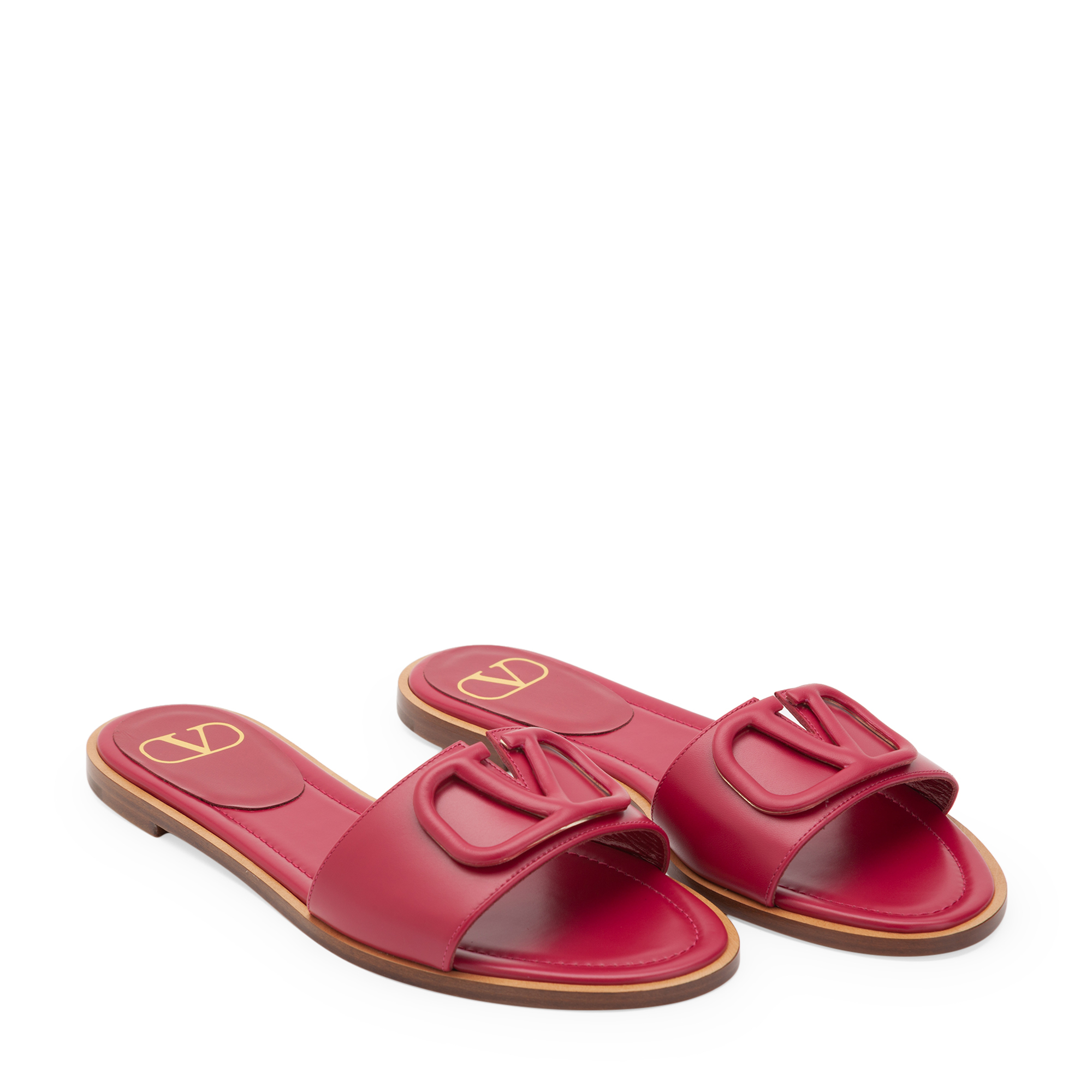 

Vlogo leather flat sandals, Pink