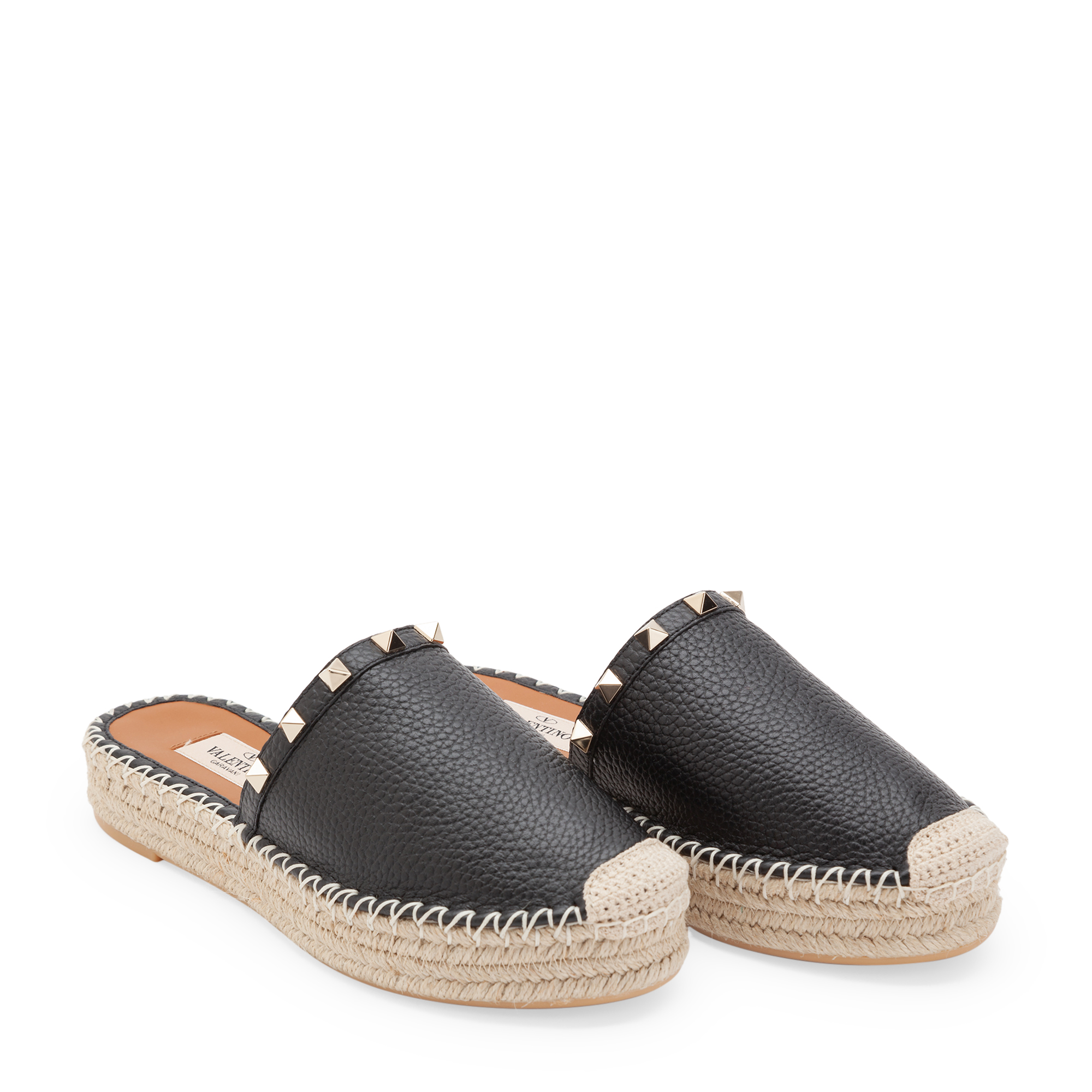 

Rockstud backless espadrilles, Black