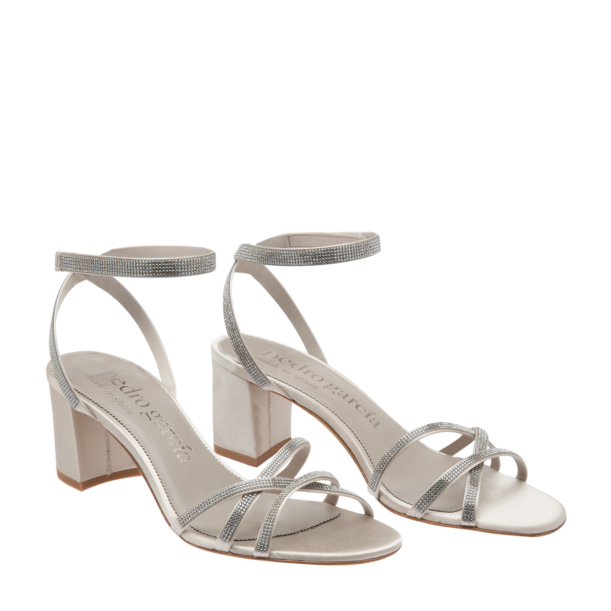 

Crystal-embellished leather sandals, Silver