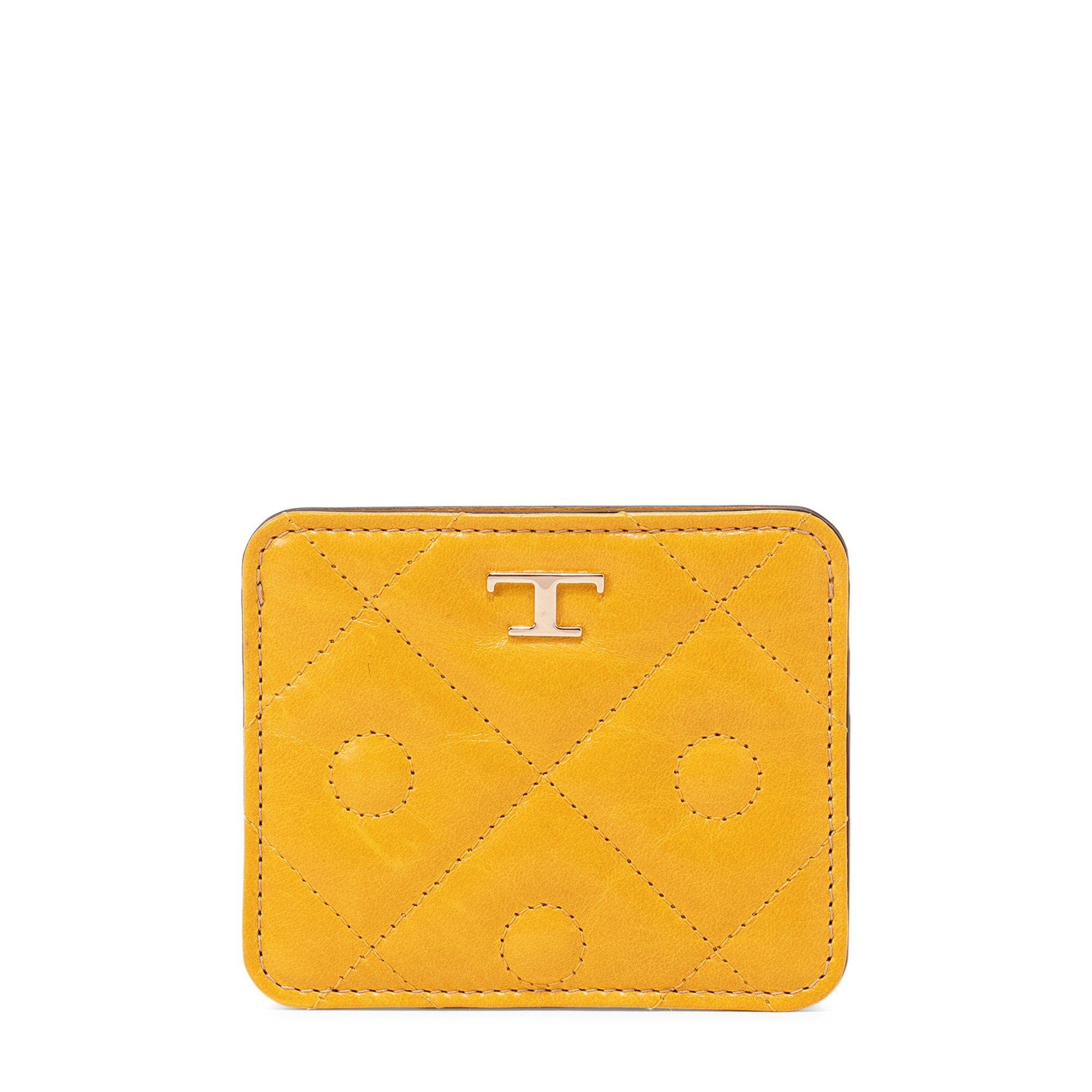 

Leather padded card holder, Yellow