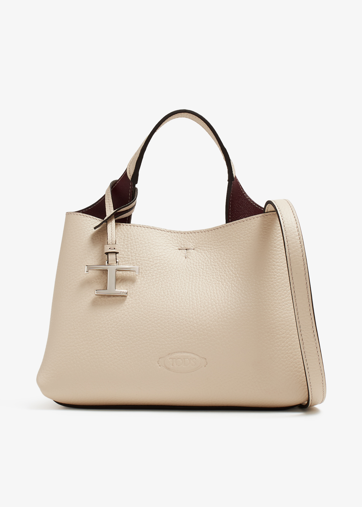 

Leather micro bag, Beige