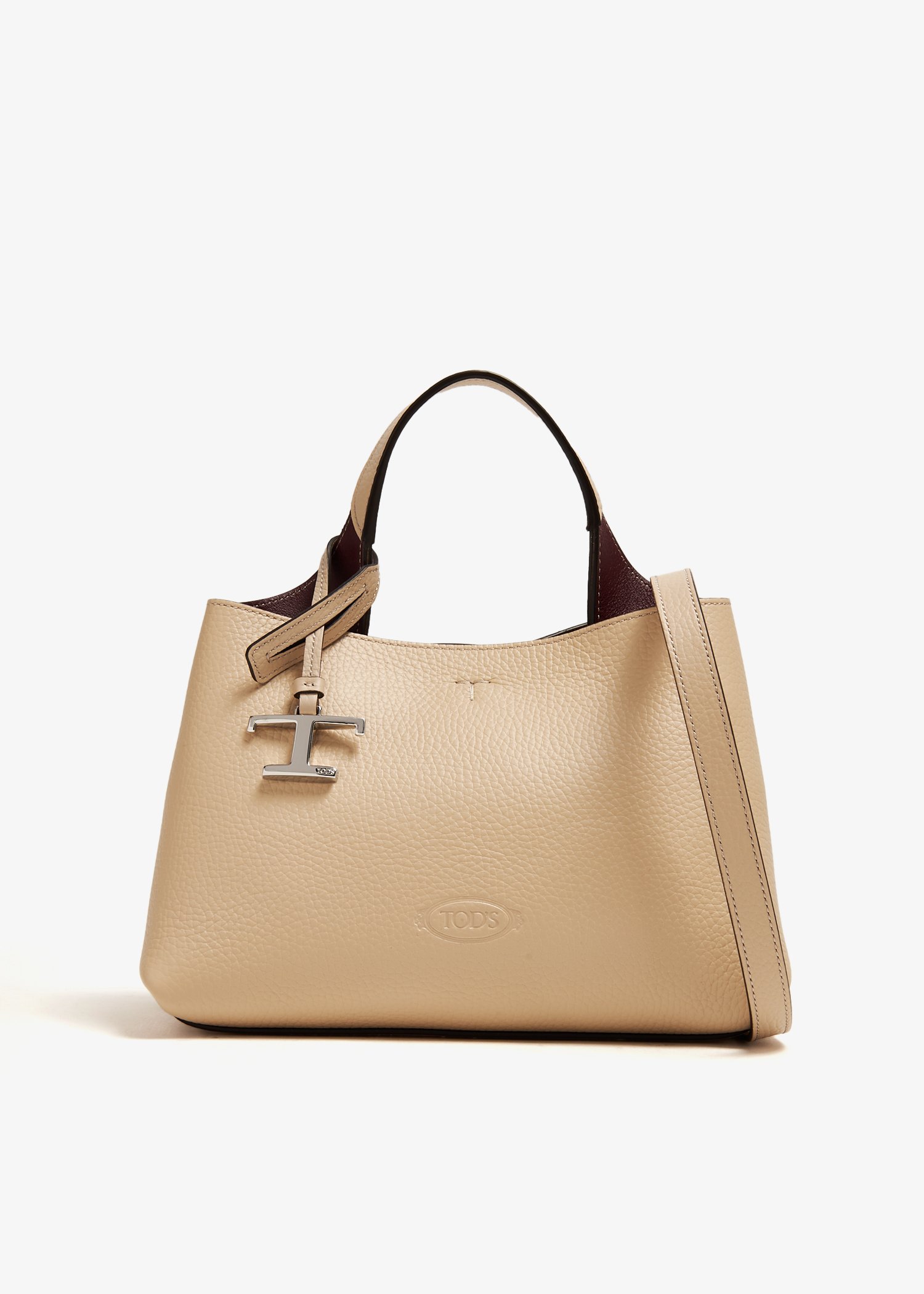 

Leather micro bag, Beige