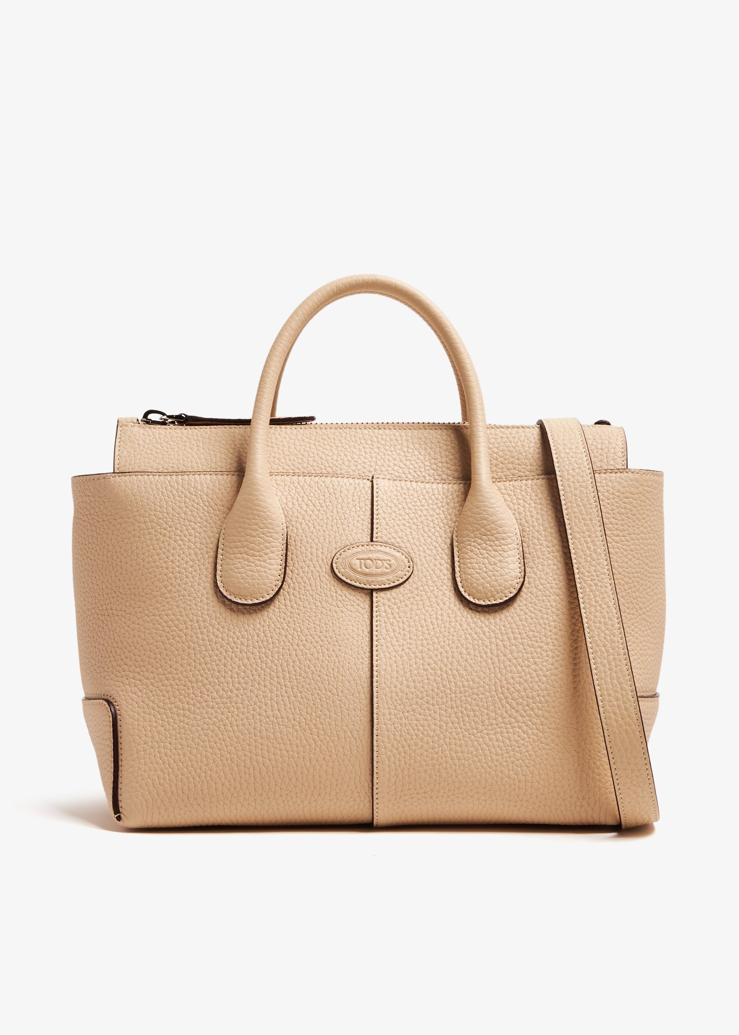 

Di small leather shopping bag, Beige