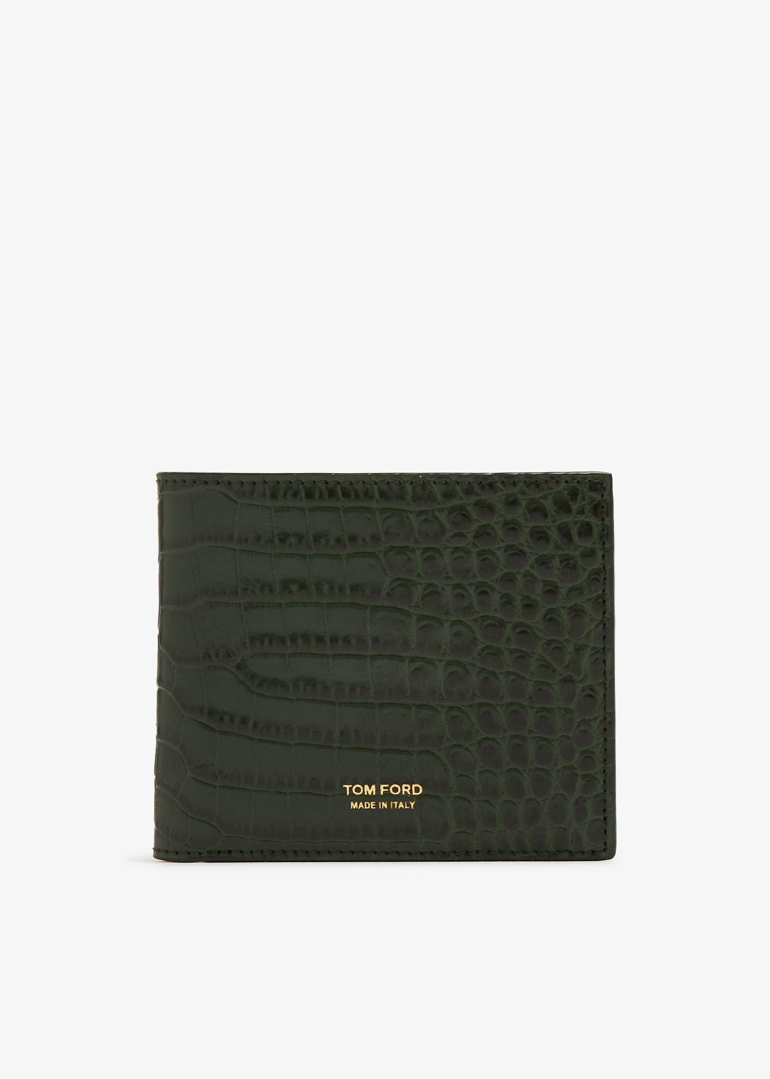 

Croc-embossed leather wallet, Green